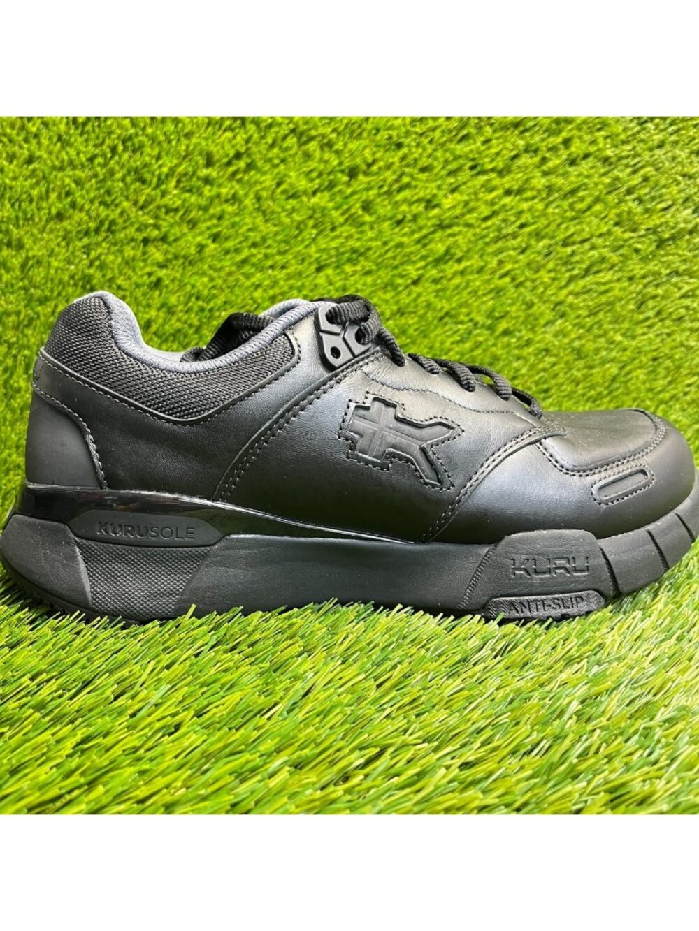 Kuru Kinetic 2.0 Mens Size 9.5 Jet Black Athletic Leather Walking Shoes Sneakers